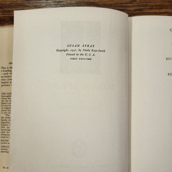Susan Spray Sheila Kaye-Smith 1931 HC w/ DJ Harper & Brothers Vintage Novel - Picture 5 of 10